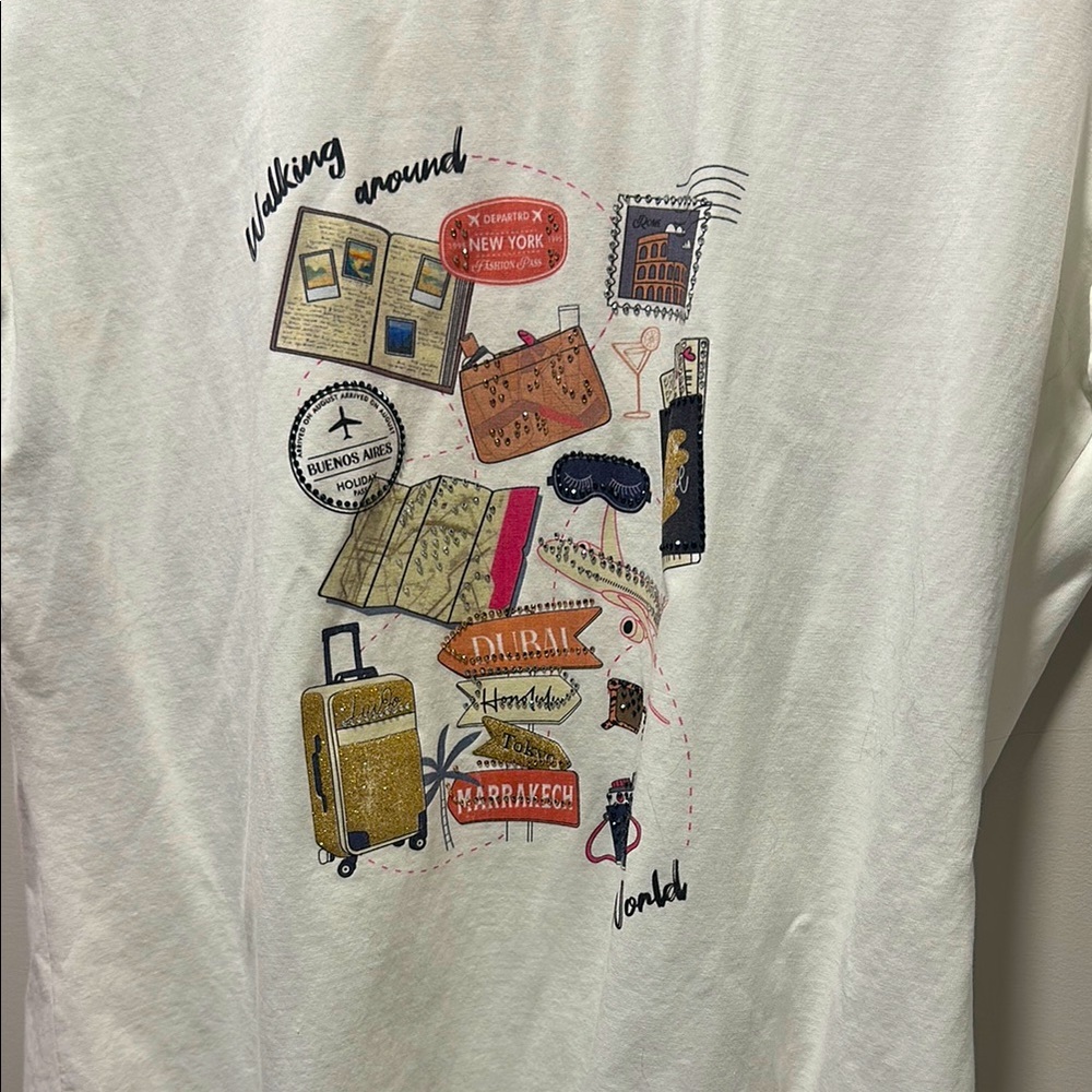 White Graphic Travel T-Shirt